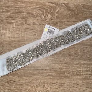 Satin White Crystal Rhinestone bridal Sash